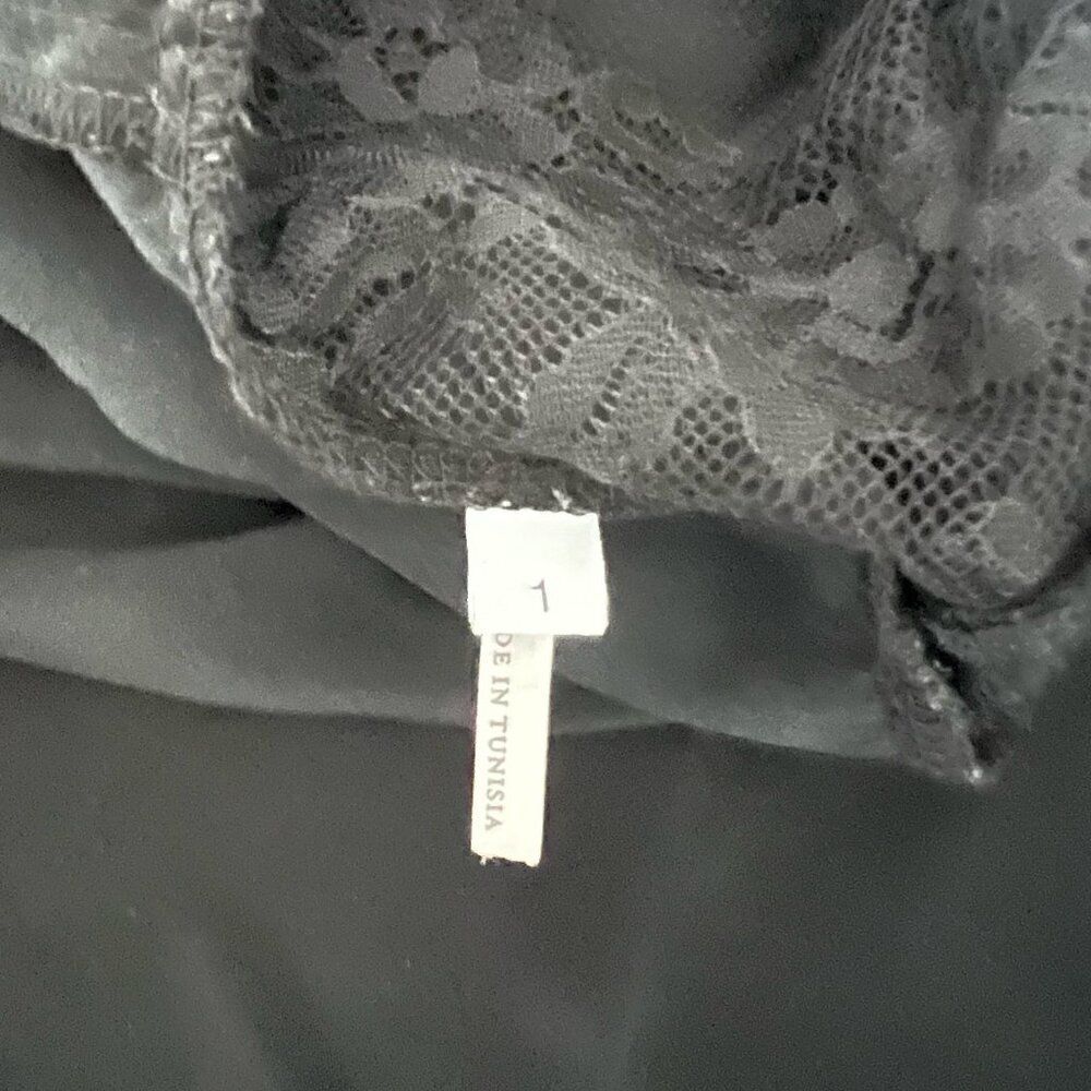 Sandro Paris Women's Silk Black Blouse Top Lace Neck Size 1 - Picture 6 of 9